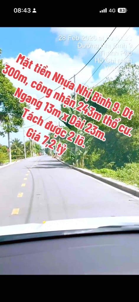 BÁN 300m mặt tiền Nhựa Nhị Bình