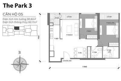 bán 2PN-2bancong, DT: 91m2 - P3.05, giá : 10.8 tỷ/bp