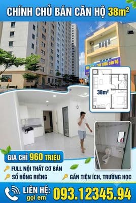căn 900tr giá tổng 40m2 chung cư vĩnh lôc A, 1 phòng ngủ