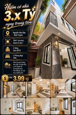 Hiếm Trung Tâm Bình Thạnh - Nguyễn Văn Đậu 3 Tầng