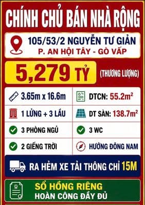Bán nha ở 1 trệt 3 lầu đúc kiên cố