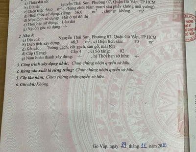 56m2-4PN Nguyễn Thái Sơn- Gần Vincom. hẻm 1 trục