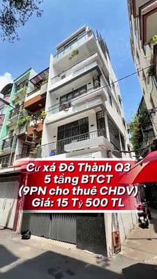 CHDV 9PN mặt tiền CX Đô Thành Q3, HĐ thuê 27tr/tháng