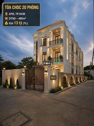 Q12 CHDV 20 phòng DT 10mX33m công nhận 325m2 chỉ 40tr/m2